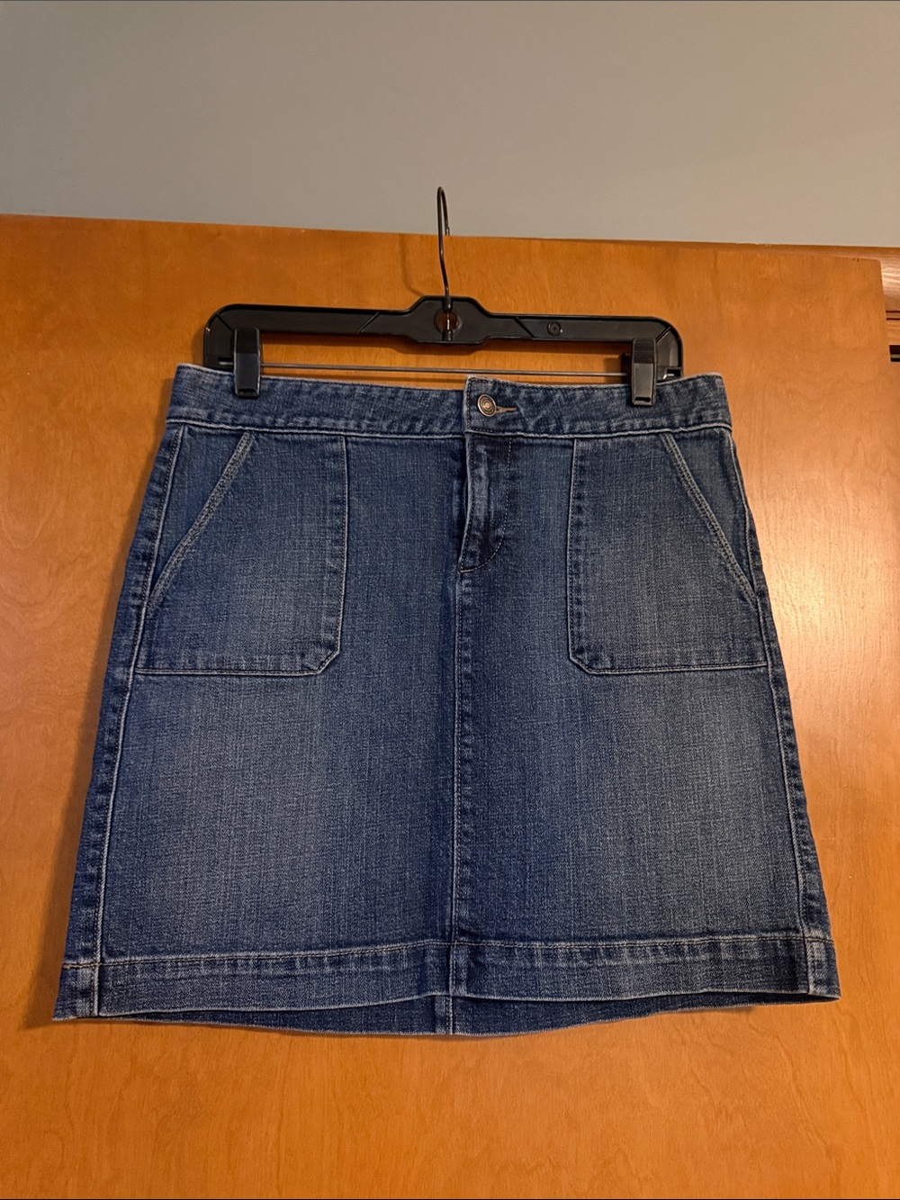 LOFT Dark Blue Denim Pocket Mini Skirt